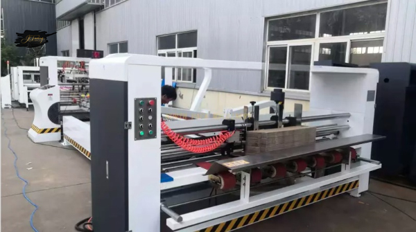 Automatic corrugation cardboard folder gluer with PP strapping bundling box packing machine
